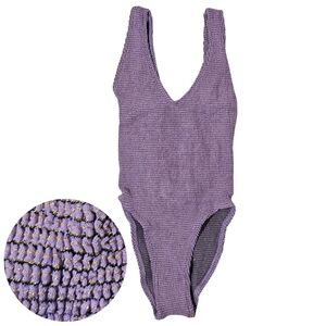 Bond-Eye Mara One-Piece Swimsuit One Size Lavender Lurex Gold Metallic NWT 💜